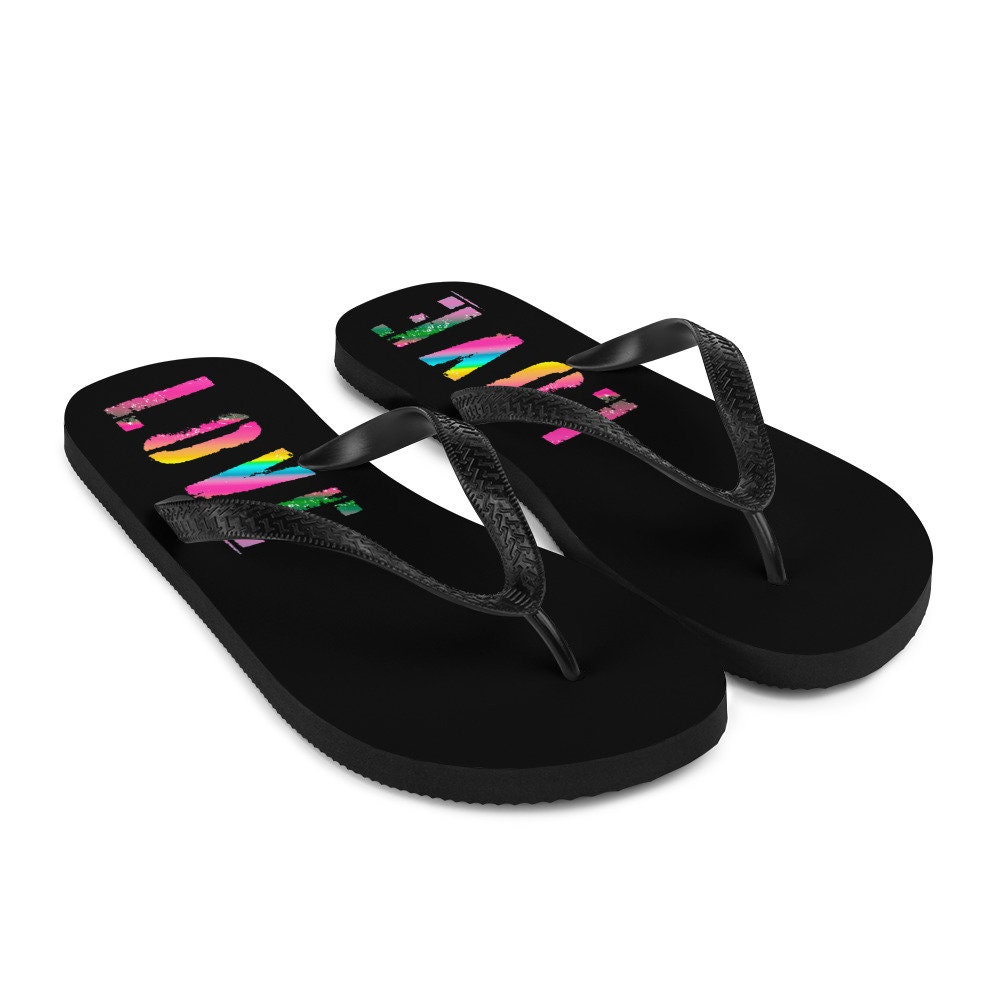 LOVE FLIP FLOPS Womens or Mens Unisex Flip-Flops Rainbow Ombre Love ...