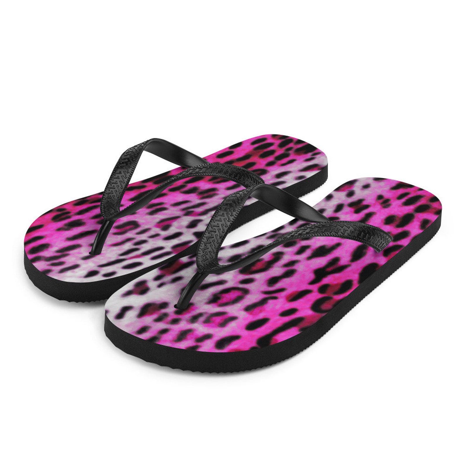 CHEETAH FLIP FLOPS Pink Cheetah Spotted Leopard Cat Print | Etsy