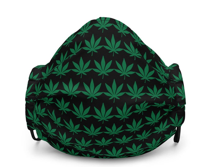 Cannabis Marijuana LEAF Premium FACE MASK for Men or Women Unisex Face Mask Protective Face Mask Green Black 420 Face Mask Marijuana Mask