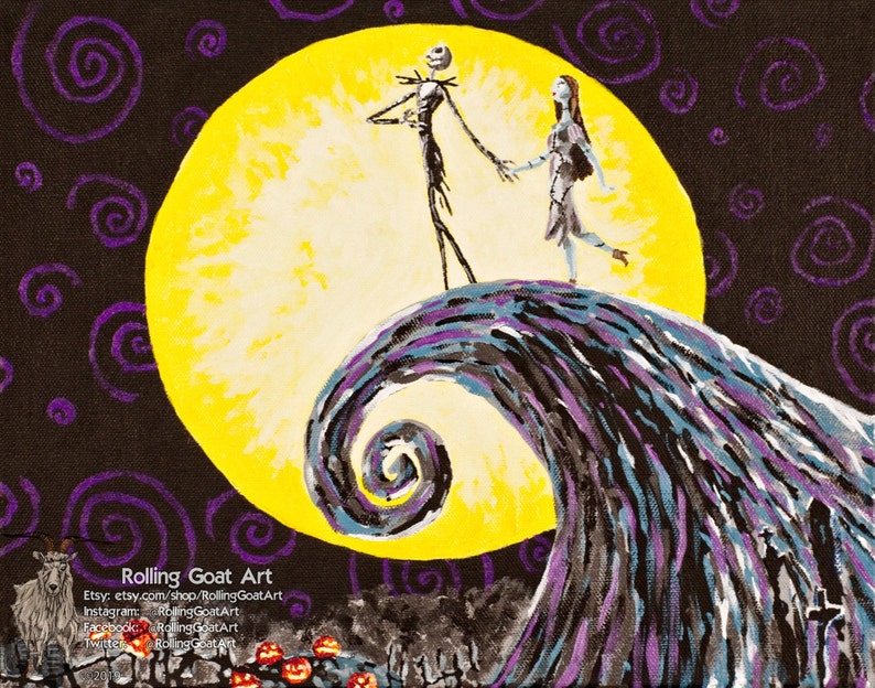 art print from an original acrylic painting The Nightmare Before Christmas