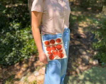 Wool Cross Body Pouch Purse - Handmade