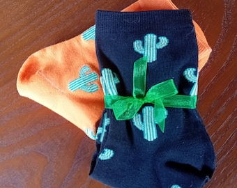 Meias de cacto, meias divertidas, meias estampadas, cactos, cactos