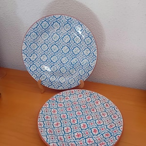 Dinner plate, Tile pattern, Portuguese tiles, Ceramic, Terracota, Hand made, Hand painted, Pottery, Portugal