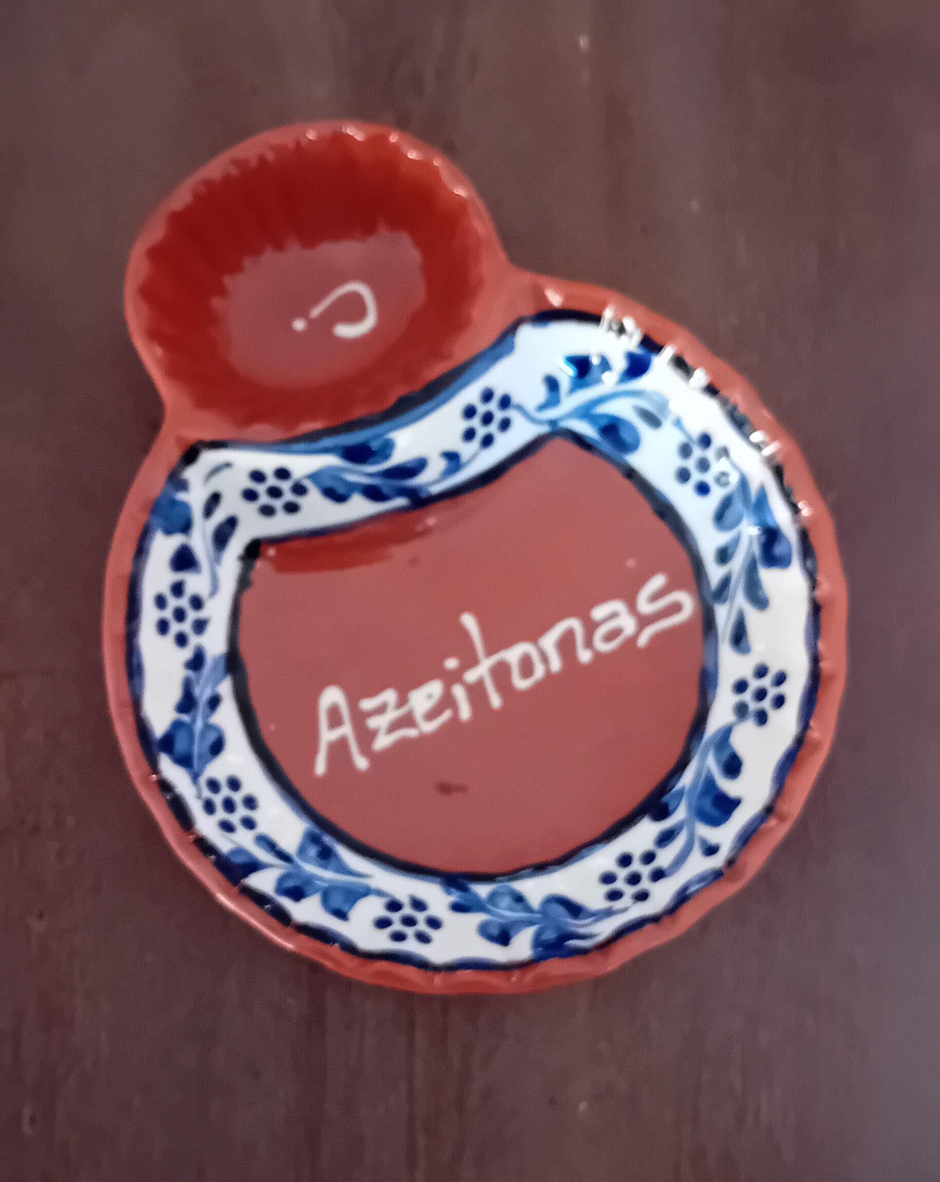 Taça de cerâmica pintada à mão para azeitonas, Feito à mão, Cerâmica, Olaria, Portugal