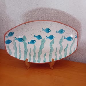 Hand painted platter, Ceramic tray,  Hand made, Fishes, Ceramics, Portuguese Pottery, Portugal