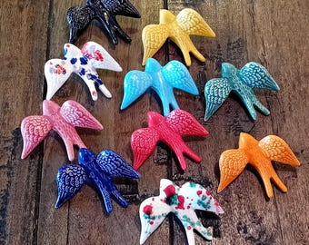 Keramiska svalor, Magnet, Handgjord, Keramik