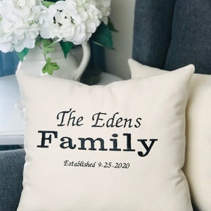 Wedding Pillow, Mr And Mrs Last Name & Established Date Pillow, Wedding Gift, New Couple Gift, Housewarming Gift,