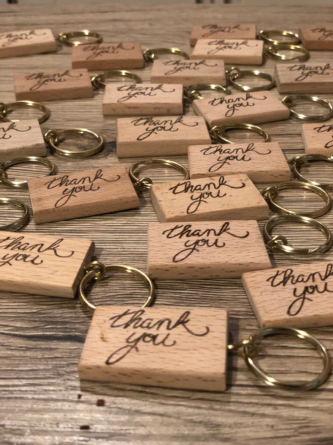 Thank You Key Rings Thank You on One Side and a Star on the Etsy UK