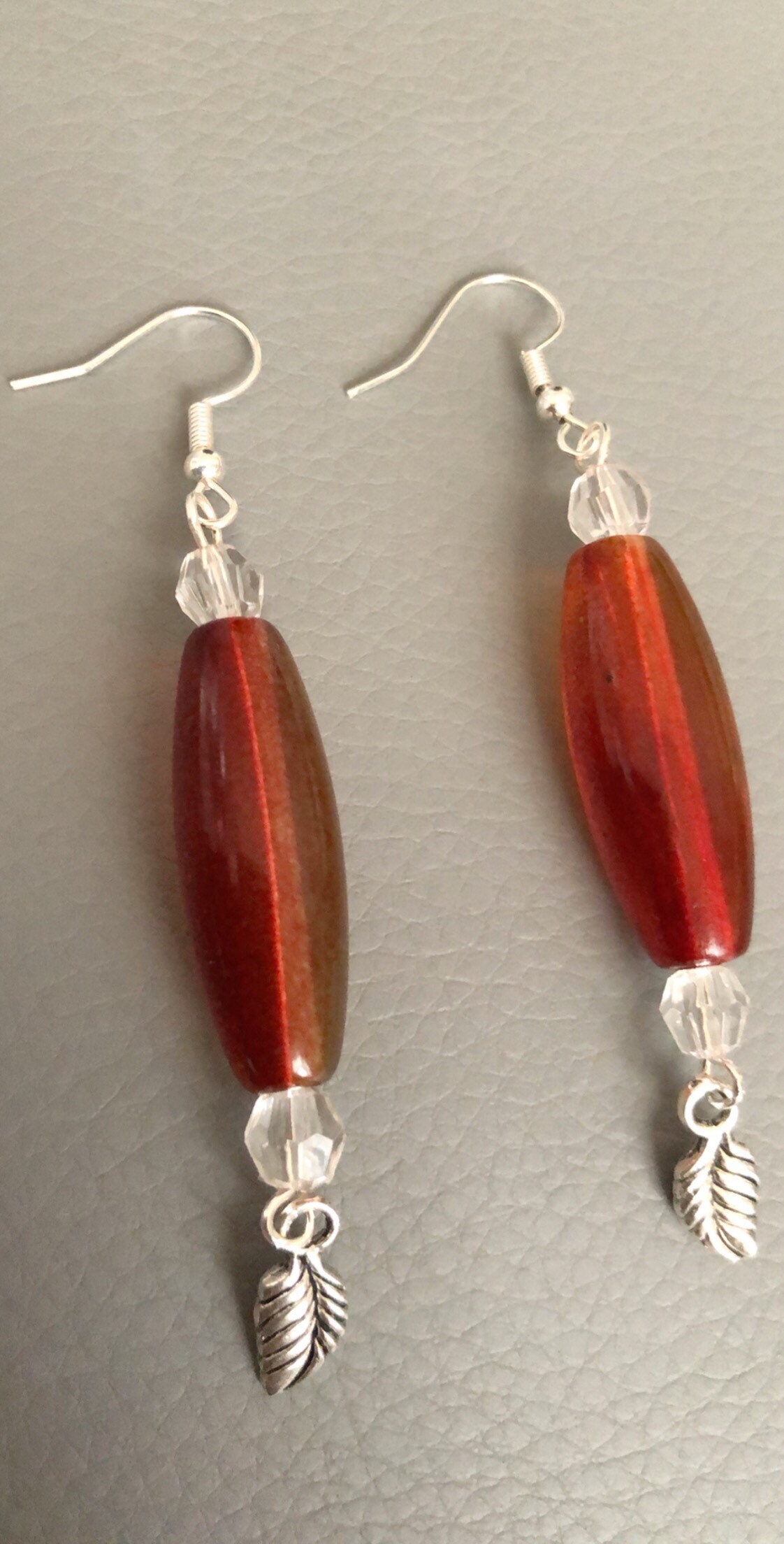 Long red bead earrings unusual and quirky one of a kind Etsy