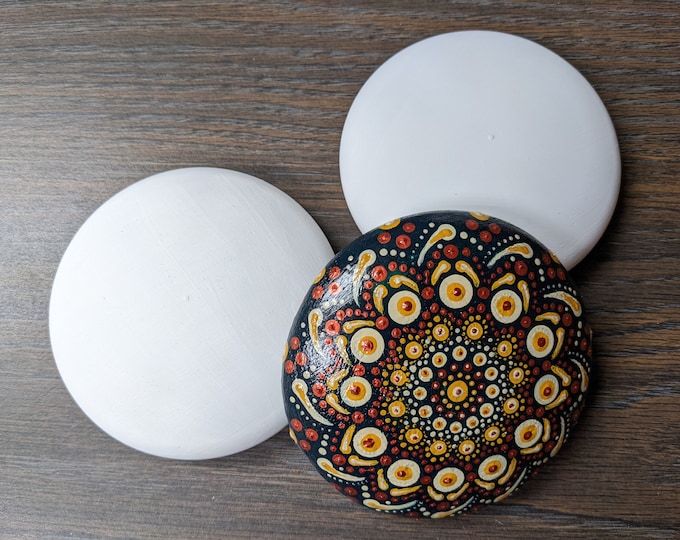 Featured listing image: Set of 2 Jumbo 5" Blank Stones for Painting Rock Art Outdoor Summer Activity Round Hand Casted from Cement & Plaster Boho Decor