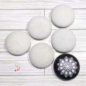 Set of 5 Large 3" Blank Rocks for Painting Activity Hand-Cast Round Cement & Plaster Dot Smooth Mandala Stones Gift Idea Decor Holiday