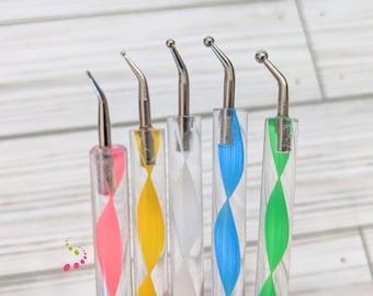 The Original Angle Dotter™ Set of 5 Mandala Curved Dotting Tool Pen Stylus Assorted Dot Sizes Boho Decor Art Nail Art