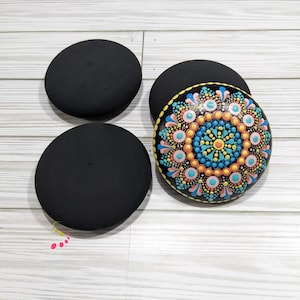 Set of 3 Extra Large 4" Blank Black Rocks for Painting Round Hand-Cast Blank Stones Decor Gift Idea Mandala Dot-Painting Boho Art