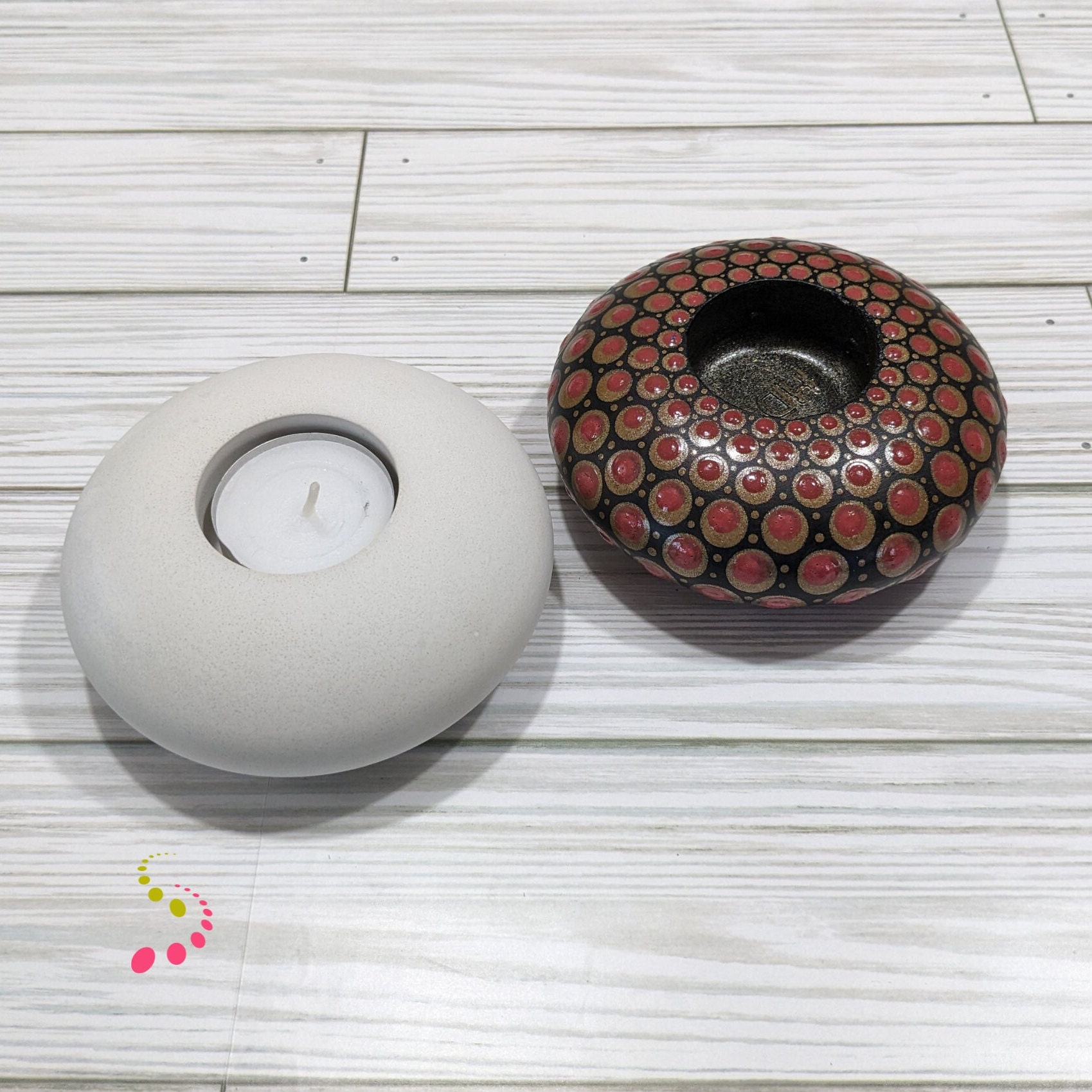 How to Decorate Cement Tealight Candle Holder Using Dot Mandala