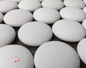 Sets of 25-50-100 Large Blank Stones for Painting 3" Hand-Cast Round Rock Art Activity Cement & Plaster Mandala Boho Activity Dot-Painting