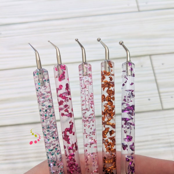 Angle Dotter™ Set of 5 Mandala Curved Dotting Tool Pen Stylus Bent Assorted Dot Sizes Boho Decor Nail Art Original Speckled Glitter Holiday