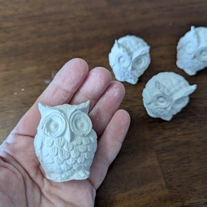 IRREGULAR Set of 4 Blank Owl Stones for Painting Hand-Cast Rocks Art Activity Mandala Boho Activity Dot-Painting