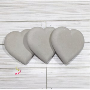 Set of 3 Extra Large 4" Blank Heart Hand-Cast Stones for Painting Love Art Dotting Mandala Gift Idea Cement and Plaster Holiday Decor