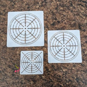 Set of 3 Mandala Stencils 8 Section Round Guideline Circle Reusable Template Large 6" Medium 5" Small 3.5"