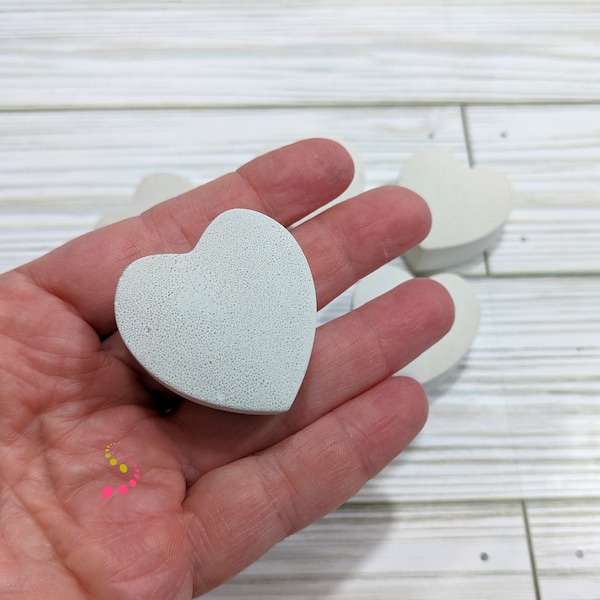 Set of 5 Small 1.5"x 1.5" Heart  Rocks Ready to Paint Blank Hand-Cast Stones Smooth Unpainted Dot Painting Decor