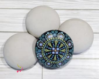 Blank Stones Extra Large 4" for Painting Set of 3 Round Hand-Cast Smooth Rocks Gift Idea for Mandala Boho Art Decor Dot-Painting Activity