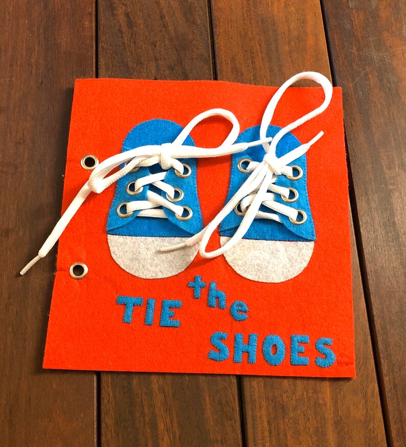 Shoe Tying Quiet Book Page felt handmade busy book/activity | Etsy