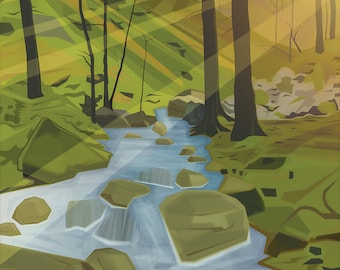 Wyming Brook, Sheffield, Peak District, Poster, Art,