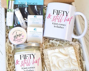 Funny 50th Birthday Gift Box, Menopause Gift, Turning Fifty Spa Care Package, Milestone Birthdays