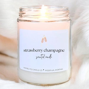 Strawberry Champagne Scented Container Candle, Housewarming Gifts, Congratulations Gift, Summer Scented Candle Handpoured Candles