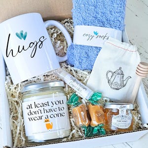 Get Well Gift Box For Her, Sending Hugs Post Surgery Gift, Cat Lover Gift At Least You Don't Have to Wear A Cone - Cat
