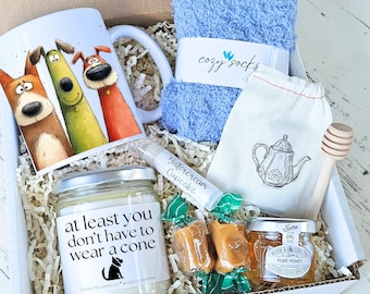 Funny Get Well Gift Set - Spa Gift Box with Candle - Get Well Soon Gift For Friend or Coworker - Humorous Recovery Care Package - Cone