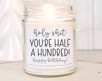 50th Birthday Candle Gift For Her Half a Hundred Funny Birthday Gift For Her Turning 50 Candle Gift Funny Candles Birthday Gift Box For Her