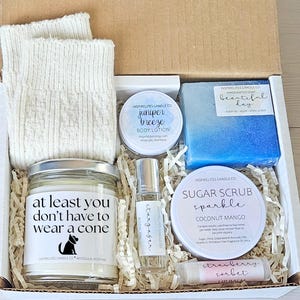 Get Well Soon Gift Box Funny Care Package Post Surgery Gift For Her Speedy Recovery Gift Funny Candle At Least You Don't Have To Wear A Cone