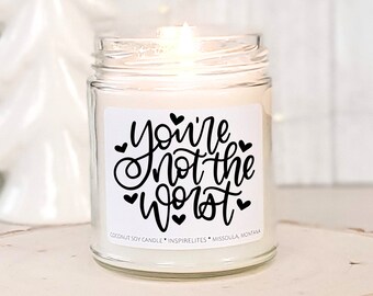 Funny Valentines Day Gift For Him Anniversary Gift For Her Best Gifts For Her Relationship Candle Funny Candles You're Not The Worst