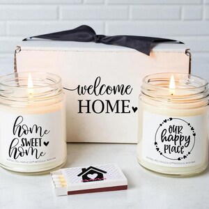 New Home Gift Housewarming Candle Gift Real Estate Agent Closing Gift First Home Gift House Warming Gift Home Sweet Home Our Happy Place image 2