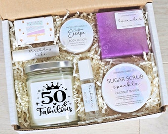 50th Birthday Spa Inspired Gift Box: Fifty and Fabulous Milestone Birthday Gift, Milestone Birthdays