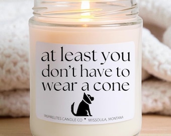 Funny Get Well Soon Candle, Gift Box Option: At Least You Don't Have To Wear Cone