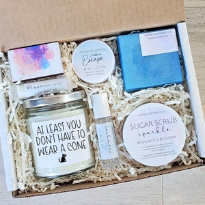 Get Well Soon Gift Box Funny Care Package Post Surgery Gift For Her Speedy Recovery Gift Funny Candle At Least You Don't Have To Wear A Cone