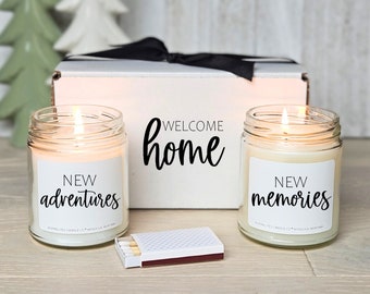 New Home Gift Housewarming Candle Gift Real Estate Agent Closing Gift, First Home Gift House Warming Gift New Adventures New Memories