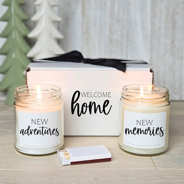 New Home Gift Housewarming Candle Gift Real Estate Agent Closing Gift, First Home Gift House Warming Gift New Adventures New Memories