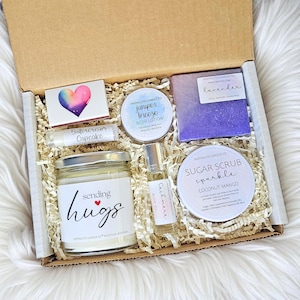 Sending Hugs Spa Gift Box, Thinking of You Self Care Package LgBox-NoAddOns