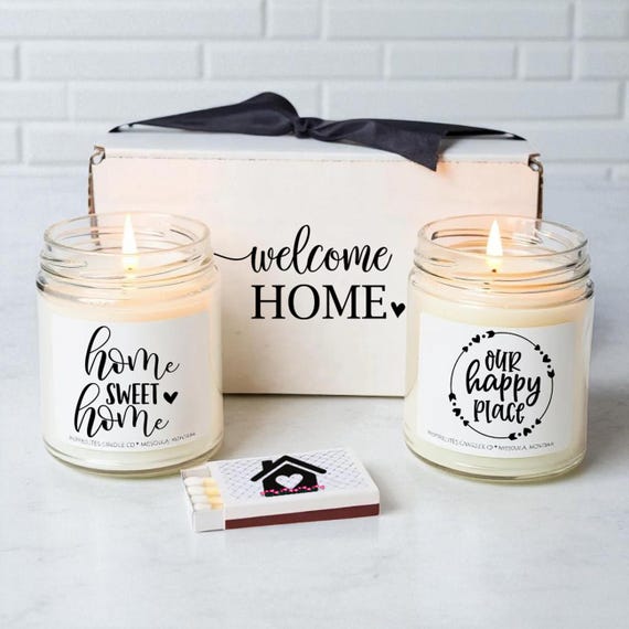 New Home Gift Housewarming Candle Gift Real Estate Agent Closing Gift First Home Gift House Warming Gift Home Sweet Home Our Happy Place