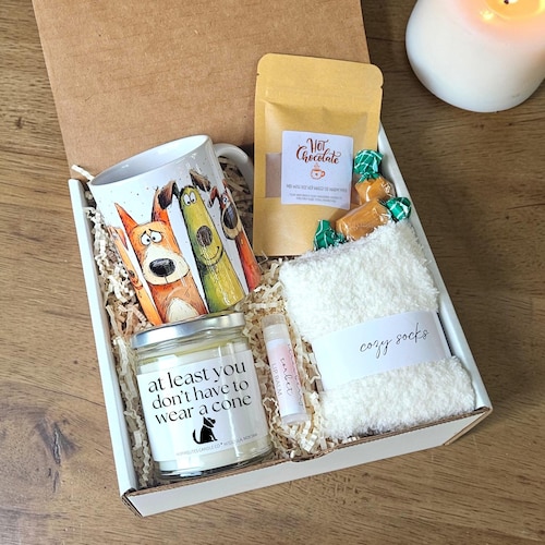 Funny Get Well Gift Set - Spa Gift Box with Candle - Get Well Soon Gift For Friend or Coworker - Humorous Recovery Care Package - Cone