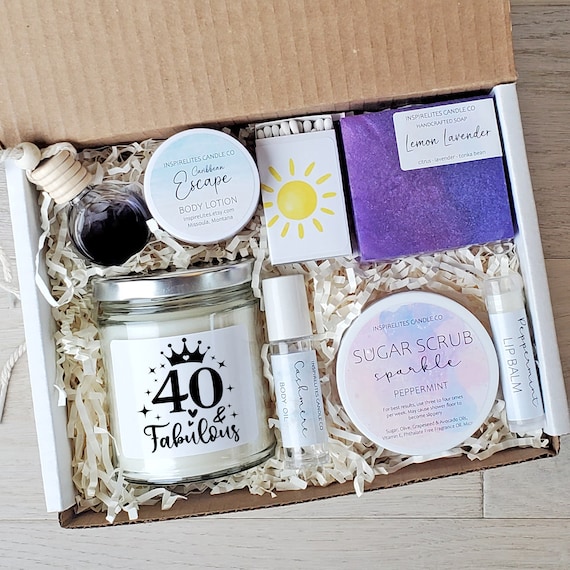 40 and Fabulous 40th Birthday Spa Gift Box, Milestone Birthday Gift Turning Forty