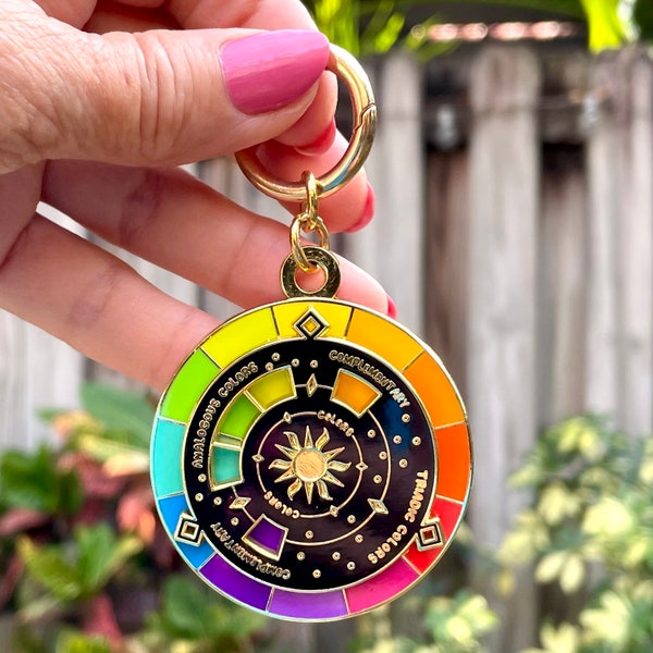 Portable COLOR WHEEL key chain ~ Perfect gift for Artist mother’s Day ~  Handbag accessory ~ Gift for sketchers ~ Colorful Fidget  ~