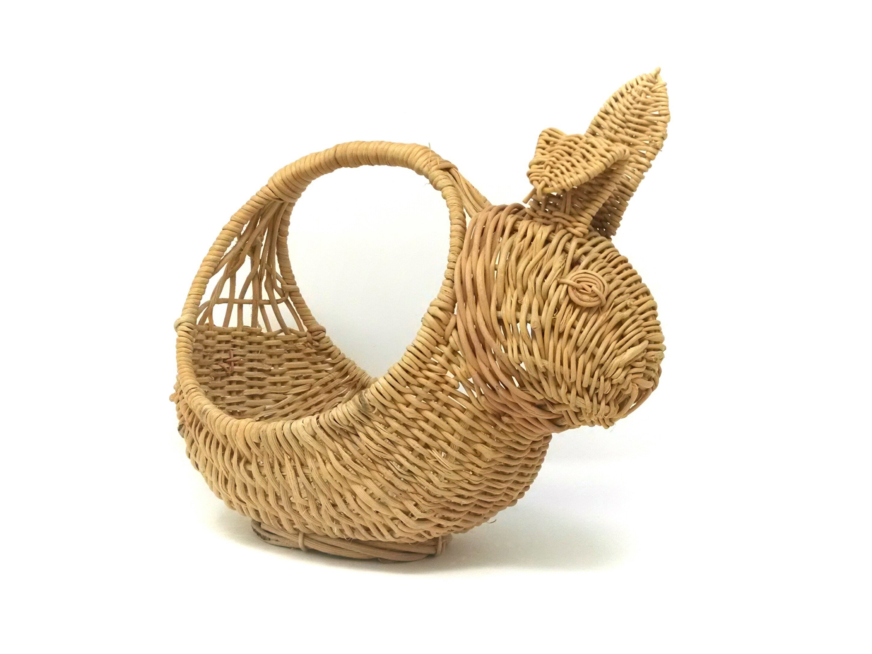 Vintage bunny rabbit wicker basket bohemian basket art nursery Etsy