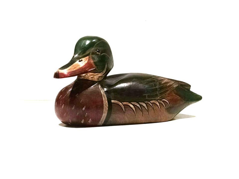 Mcm Vintage Wood Duck Mid Century Wood Duck Decor Mancave Etsy