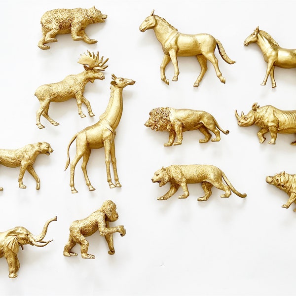 Bright Gold Safari Animals, Safari Baby Shower, Gold Party Decor