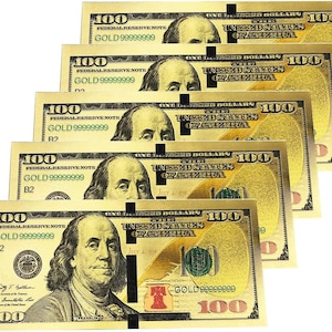 HOLOGRAPHISCHE Goldfolie 100 Scheine Poker Geld Neuheit Geschenk Lesezeichen Platzhalter Dekoration Party Favor Ornament Prop auffällige Dollar Währung