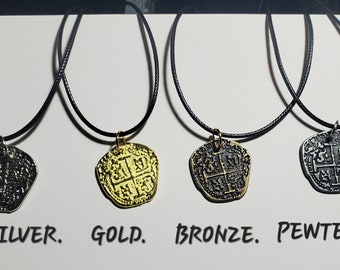 Beautiful Jewelry. Pirate Treasure Atocha Coin Charm! 4 Colors Available: Gold, Silver, Bronze, or Pewter. Free 20" Necklace with Purchase!